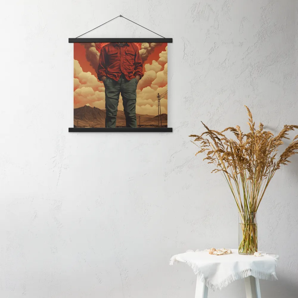 Defiant Spirit in a Surreal Landscape | Poster With Black Wood Hanger | 18″×18″
