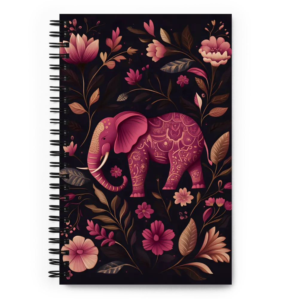 Elegance in Bloom: The Enchanted Elephant | Spiral Notebook