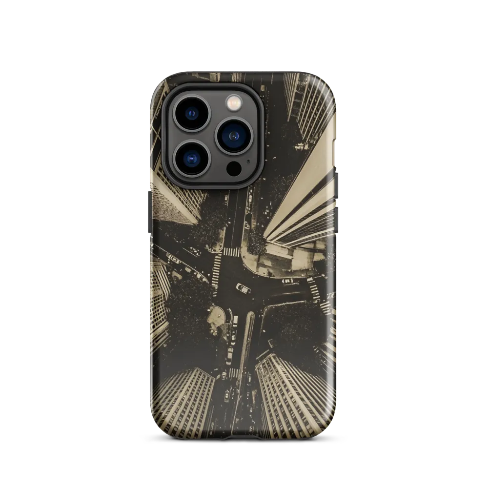 Urban Symphony: Aerial Perspective of City Life | Phone Case |  14 Pro | Tough Case | Glossy