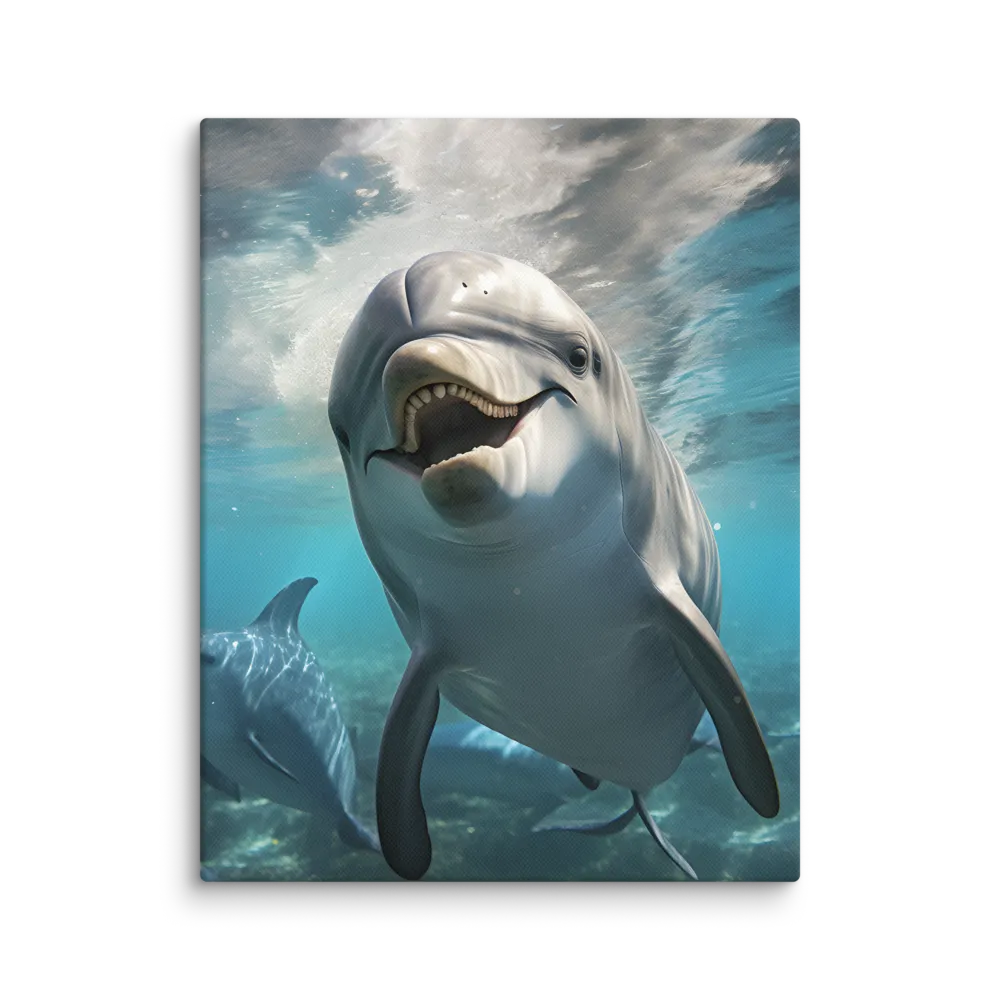 Beneath the Waves: A Dolphin's Dance | Canvas | 11″×14″