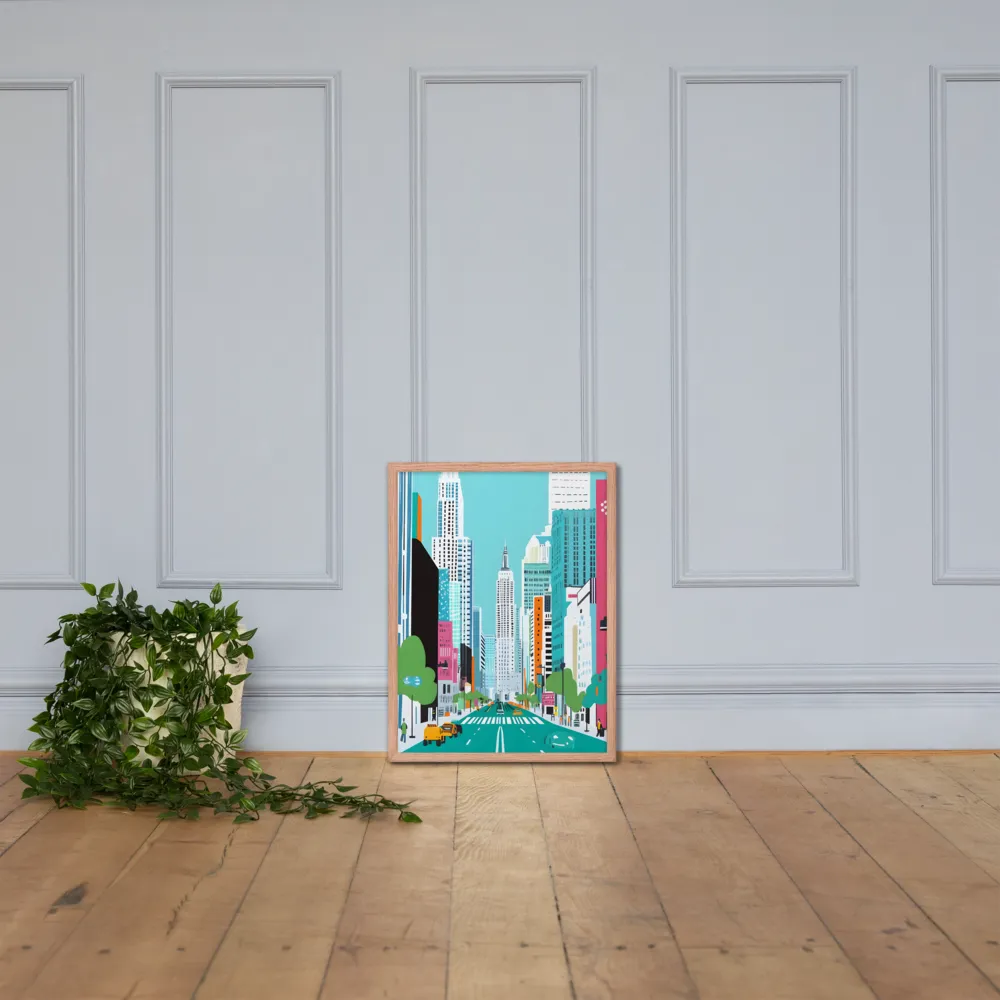 Urban Symphony: A Modern Cityscape | Poster with Red oak Frame | 18″×24″