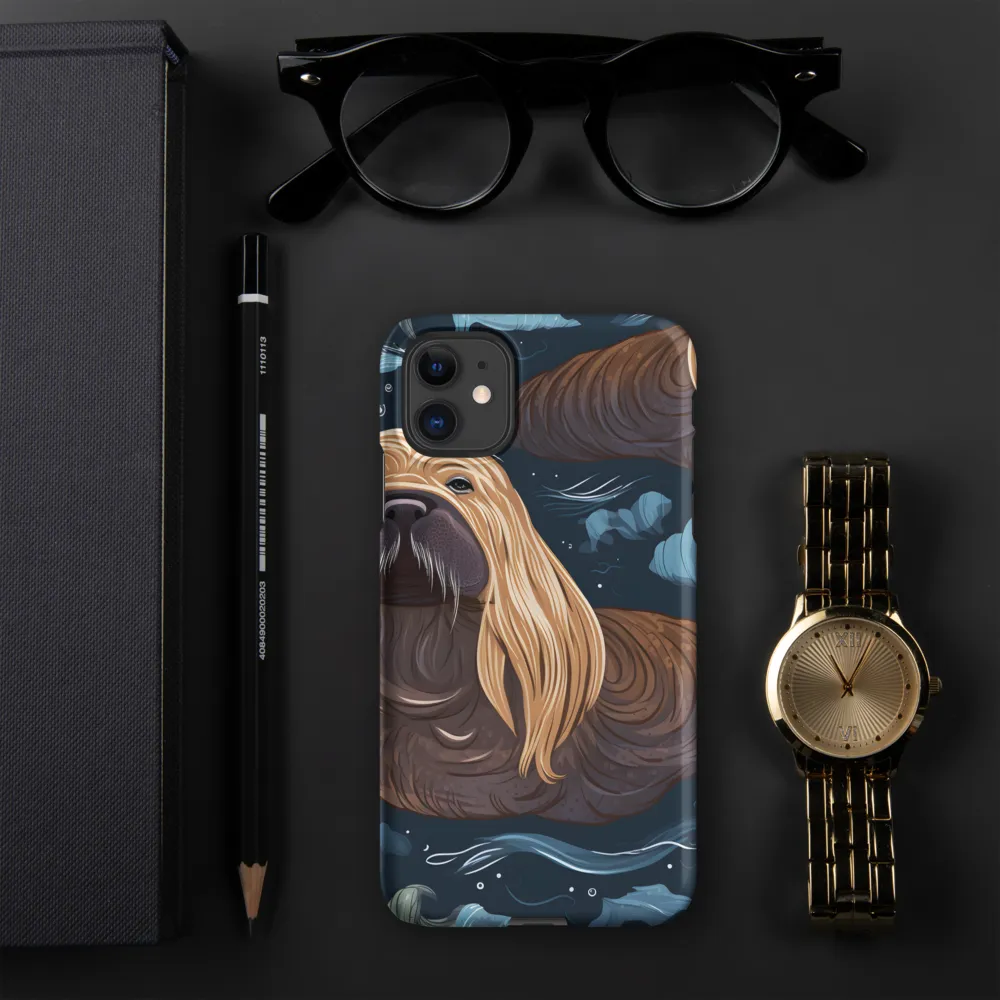 Whimsical Walruses in Deep Blue