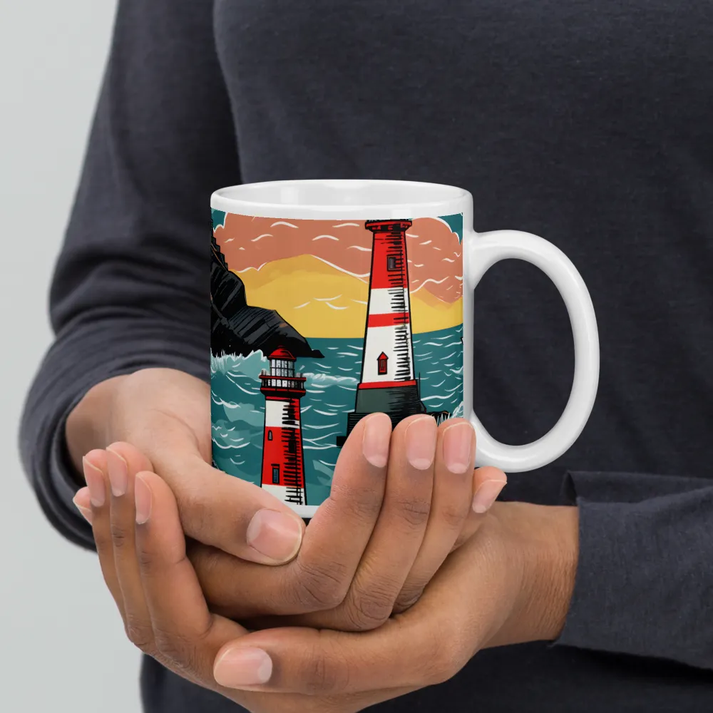 Lighthouses in a Whimsical Ocean | Mugs | Multiple Sizes & Colors