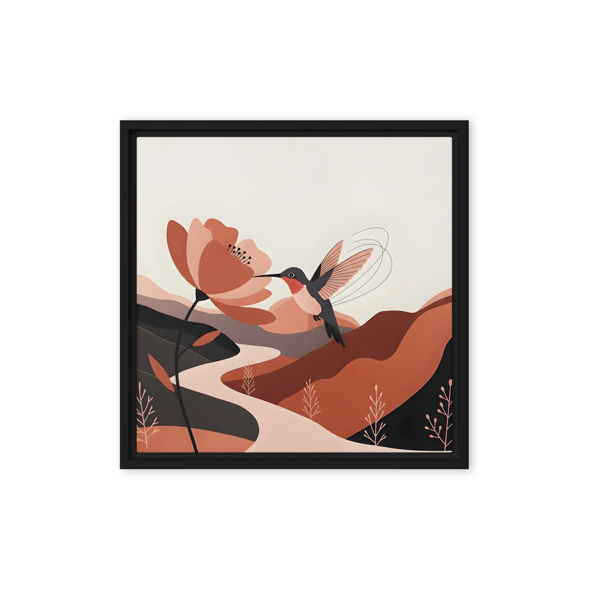 Hummingbird & Blossom 
 Canvas with Black Frame