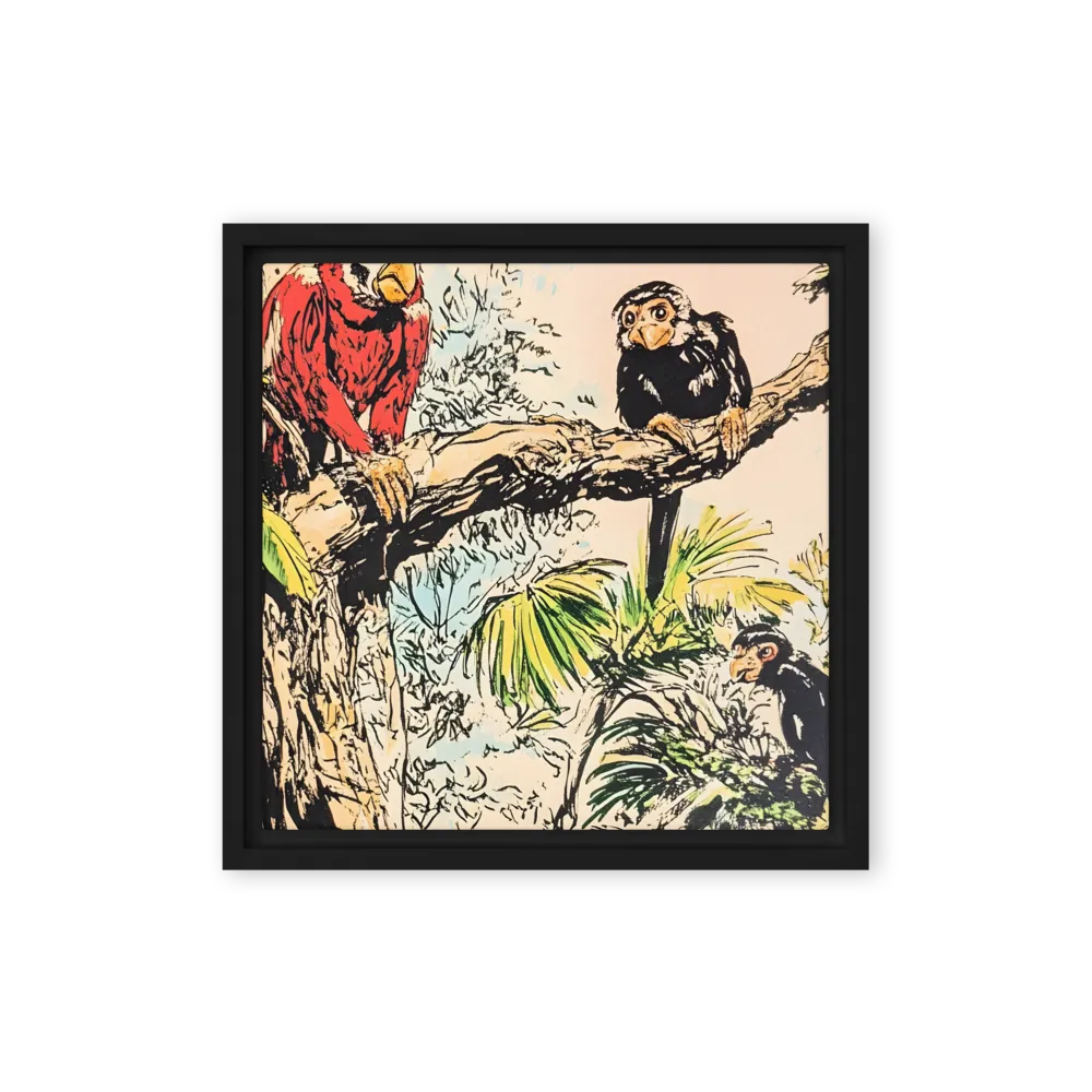 Jungle Harmony | Canvas with Black Frame | 12″×12″