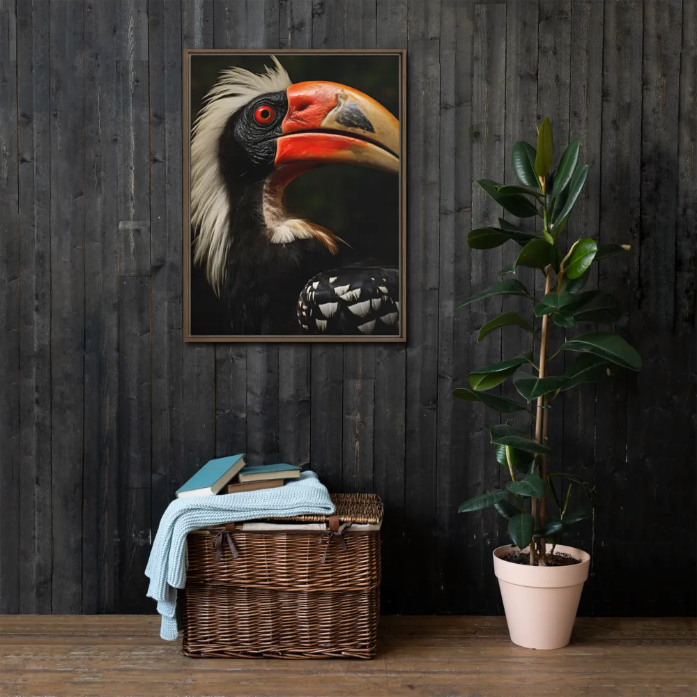 Majesty of the Hornbill | Canvas with Brown Frame | 24″×32″