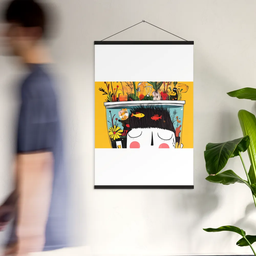Whimsical Garden Head | Poster With Black Wood Hanger | 24″×36″