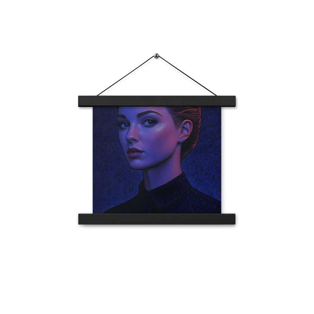 Ethereal Portrait in Blue and Red | Poster With Black Wood Hanger | 10″×10″