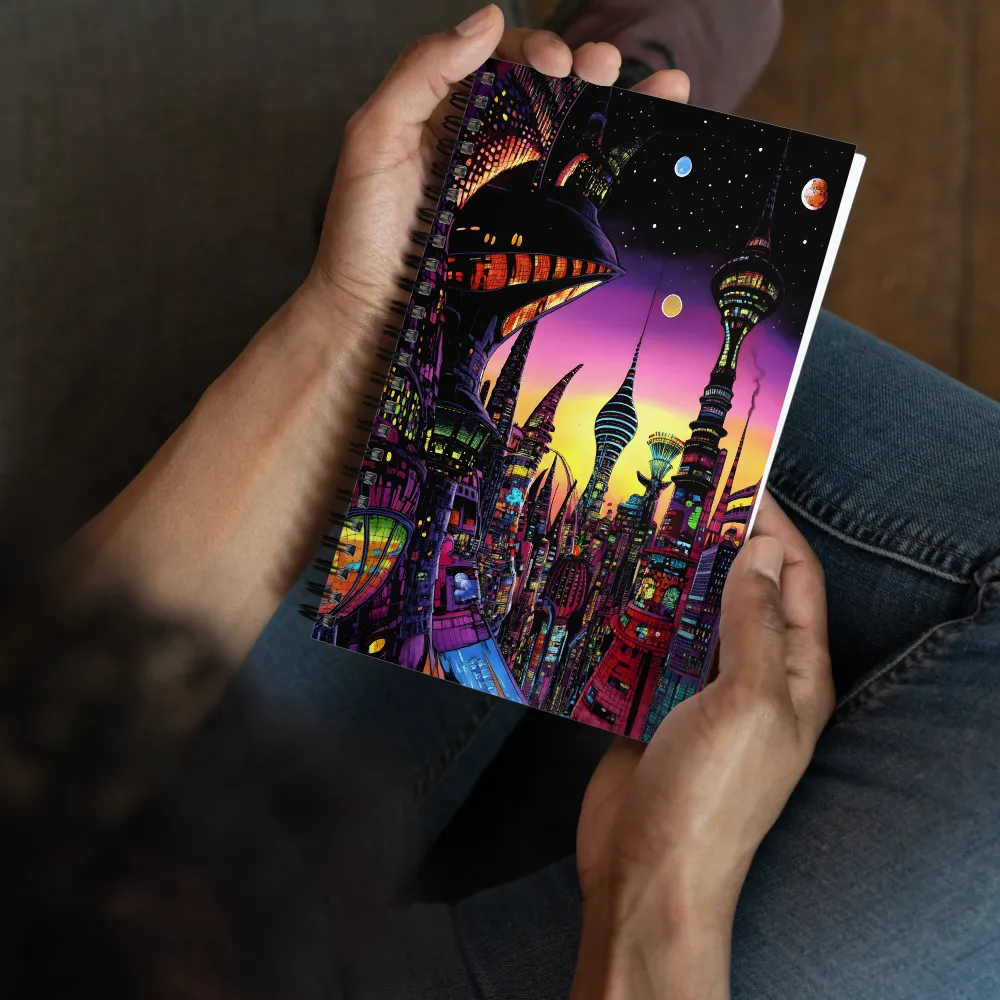 Futuristic Cityscape at Dusk | Spiral Notebook