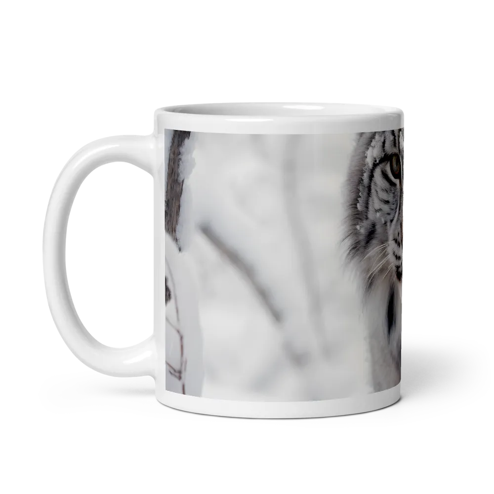 Whispers of Winter: The Lynx in Snow | Mug with White inside | 11 oz