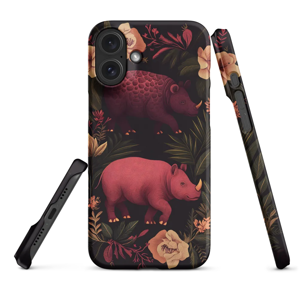 Rhinos in Floral Embrace
