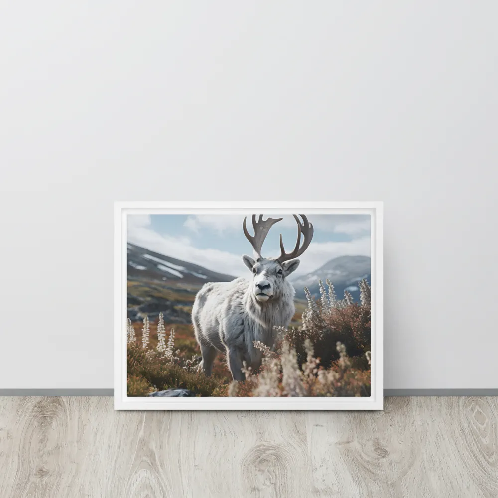 Majestic Harmony: The Reindeer in Nature | Canvas with White Frame | 12″×16″