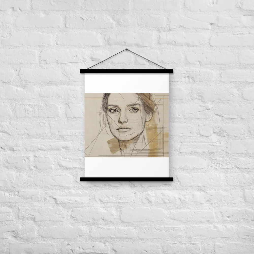 Geometric Elegance: A Modern Portrait | Poster With Black Wood Hanger | 18″×24″