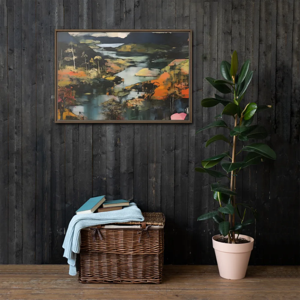 Harmony of Nature: An Abstract Journey | Canvas with Brown Frame | 24″×36″