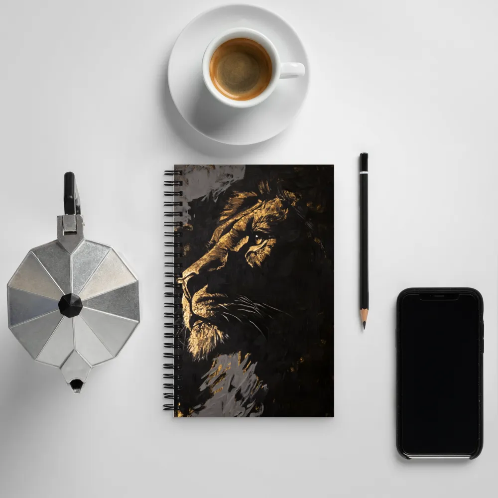 Majestic Gaze: The Golden Lion | Spiral Notebook