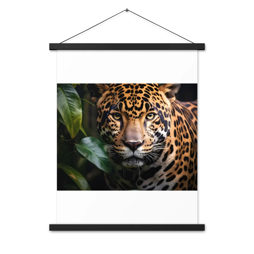 The Intensity of Nature: A Jaguar’s Gaze | Poster With Black Wood Hanger | 18″×24″