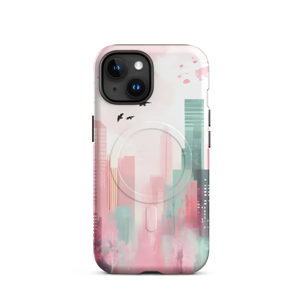 Dreamy Cityscape in Pink and Cyan