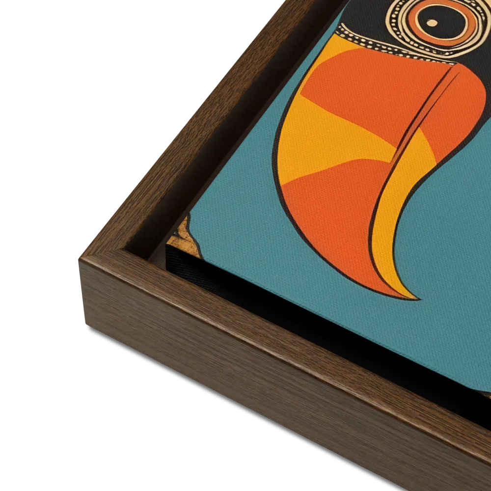 Tropical Majesty: The Toucan at Rest | Canvas with Brown Frame | 16″×16″