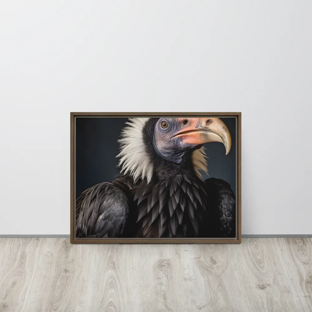 Majestic Vulture Portrait | Canvas with Brown Frame | 18″×24″