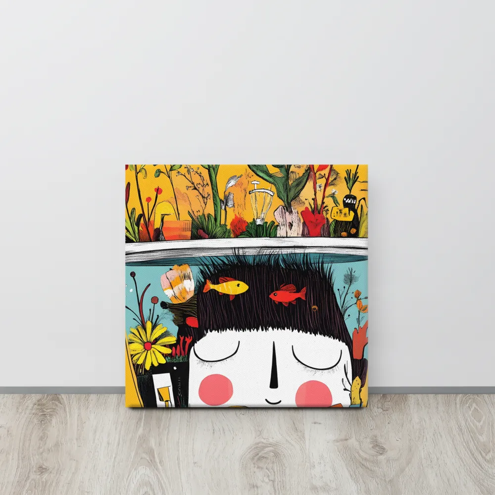 Whimsical Garden Head | Canvas | 16″×16″