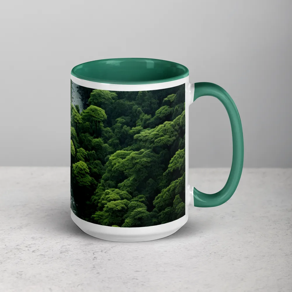 Aerial View of Lush Green Forest and River | Mug