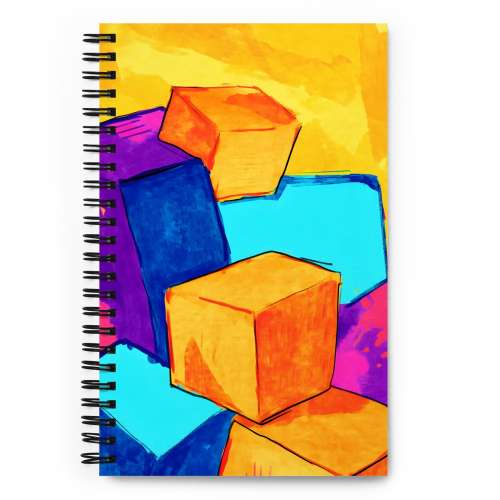 Playful Cubes in Vibrant Harmony | Spiral Notebook