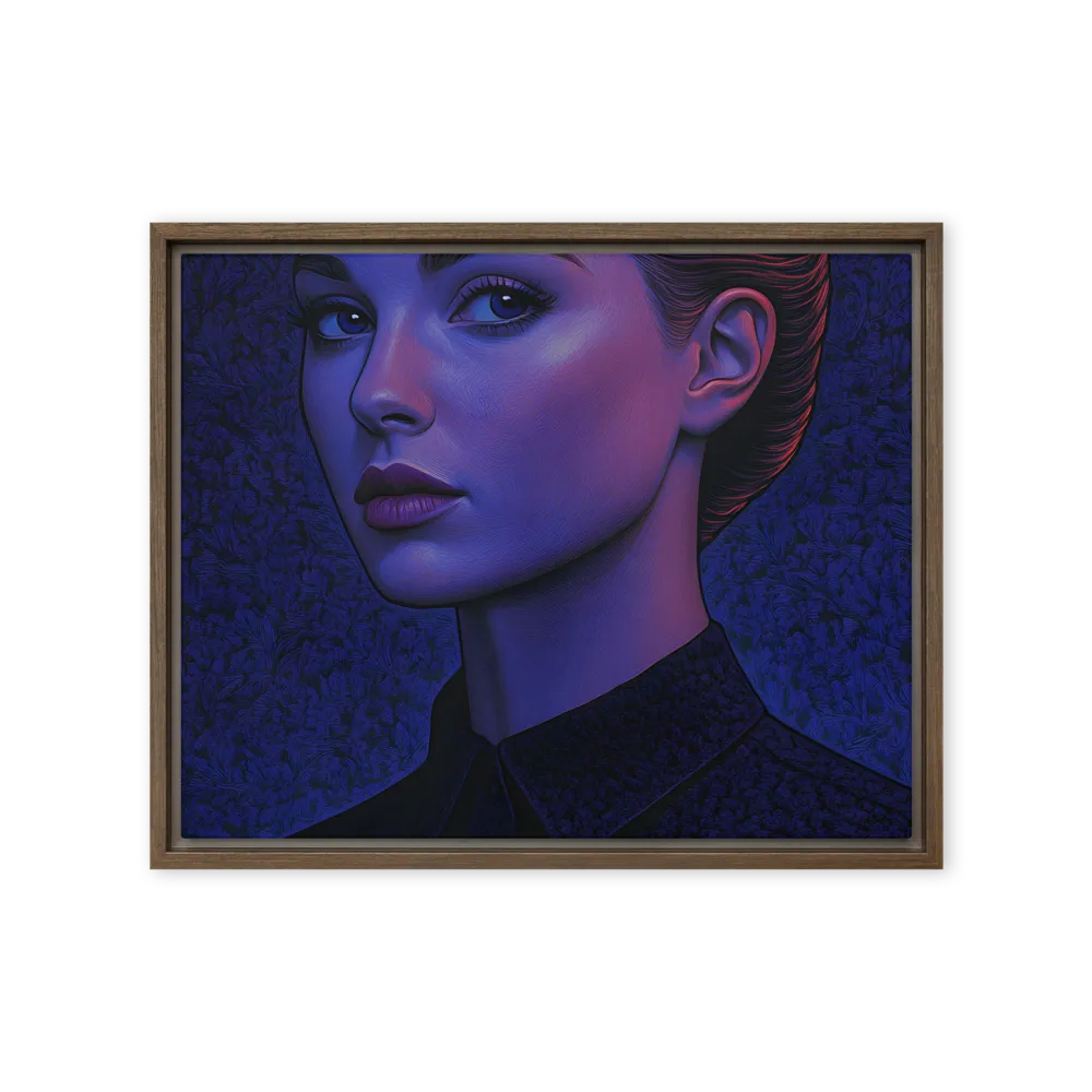 Ethereal Portrait in Blue and Red | Canvas with Brown Frame | 16″×20″