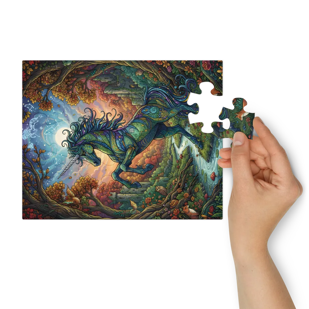 Moonlit Unicorn 
 Jigsaw Puzzle in Tin Box