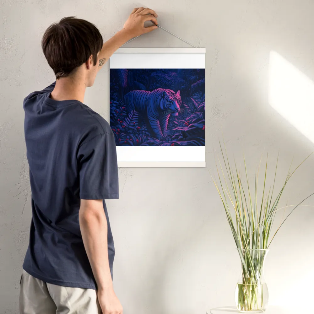 Mystic Prowler: The White Tiger in the Jungle | Poster With White Wood Hanger | 16″×20″