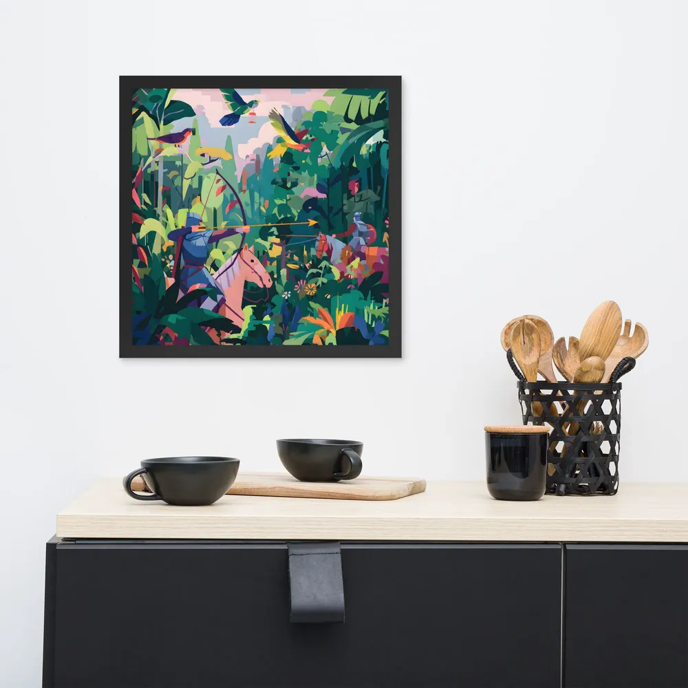 Jungle Archers 
 Poster with Black Frame | 16″x 16″