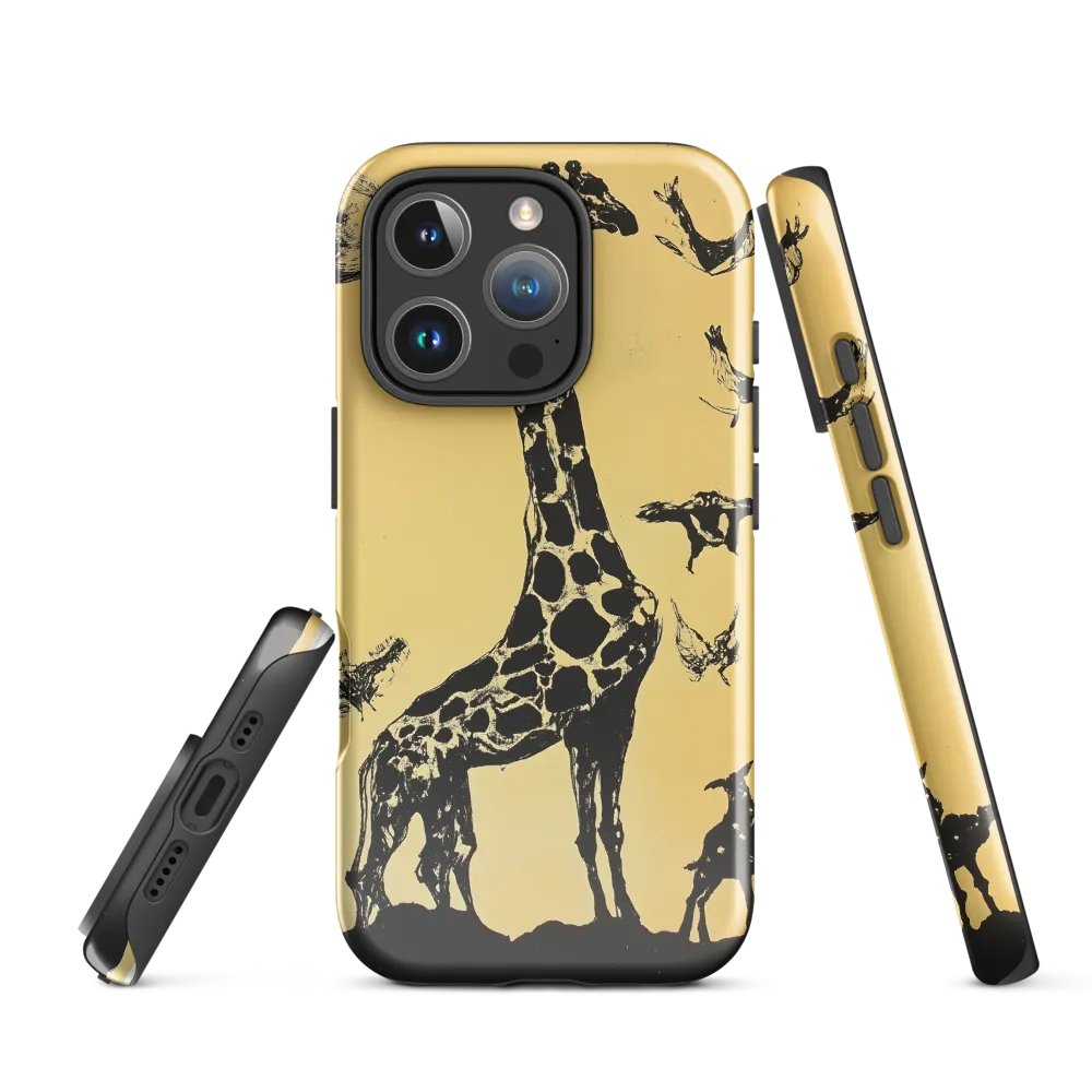 Whimsical Harmony of Giraffe and Birds