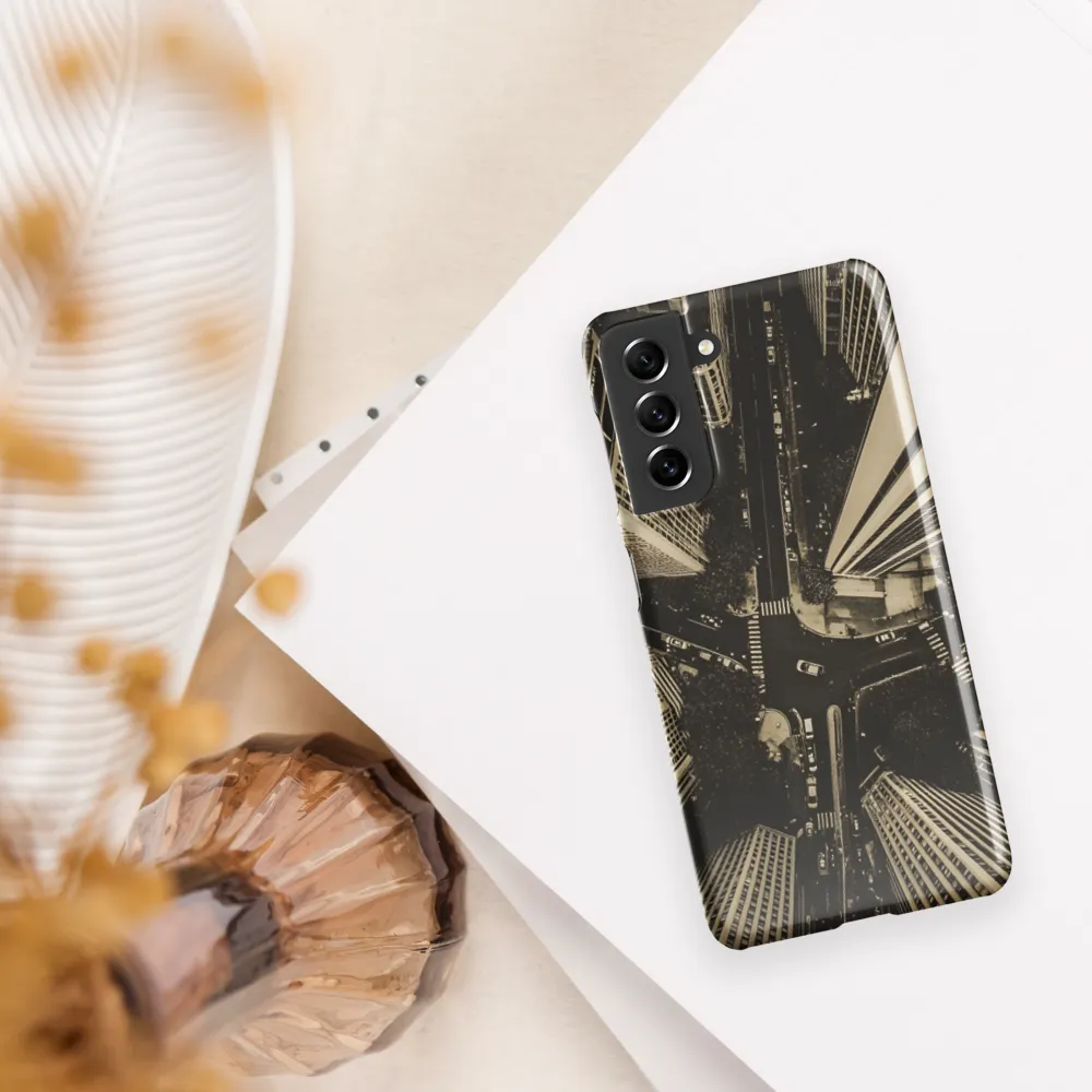 Urban Symphony: Aerial Perspective of City Life | Phone Case |  S21 | Snap Case | Glossy