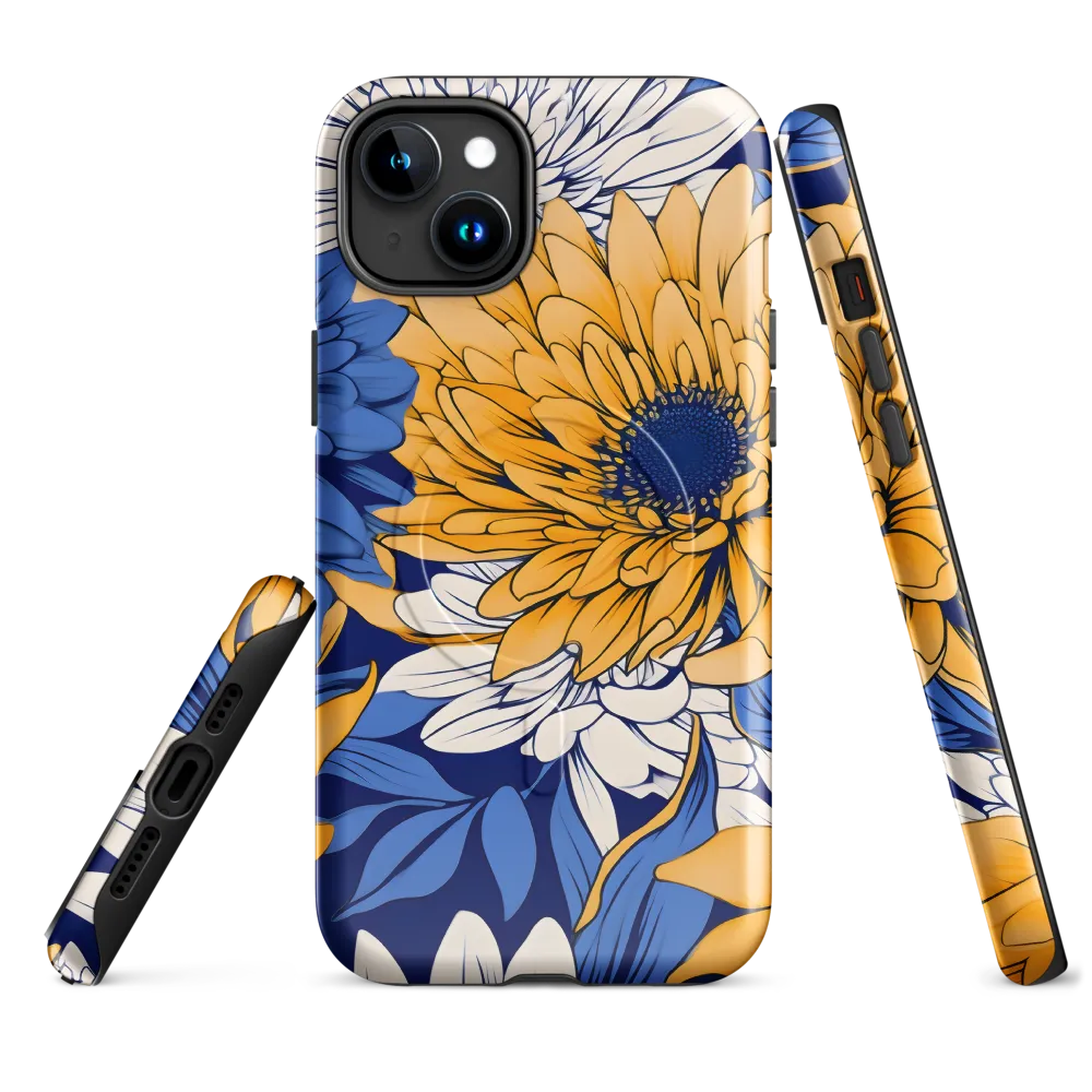 Floral Harmony in Blue and Yellow