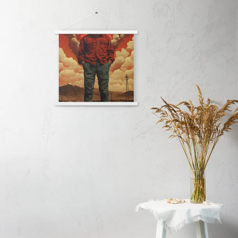 Defiant Spirit in a Surreal Landscape | Poster With White Wood Hanger | 18″×18″