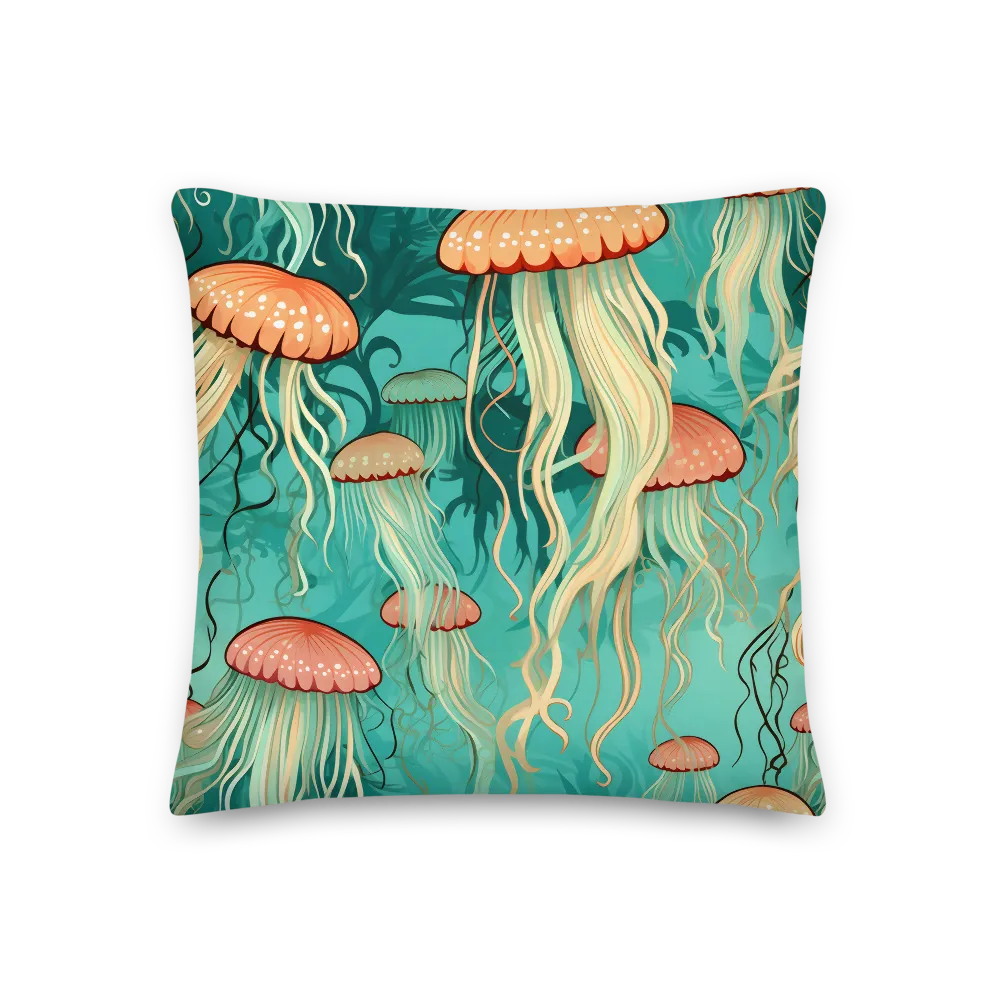 Ethereal Dance of Jellyfish | Pillow | 18″×18″