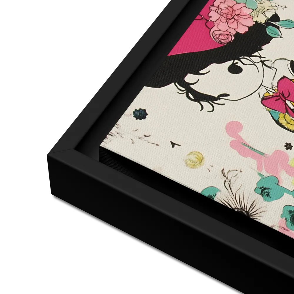 Whimsical Garden Reverie | Canvas with Black Frame | 12″×12″