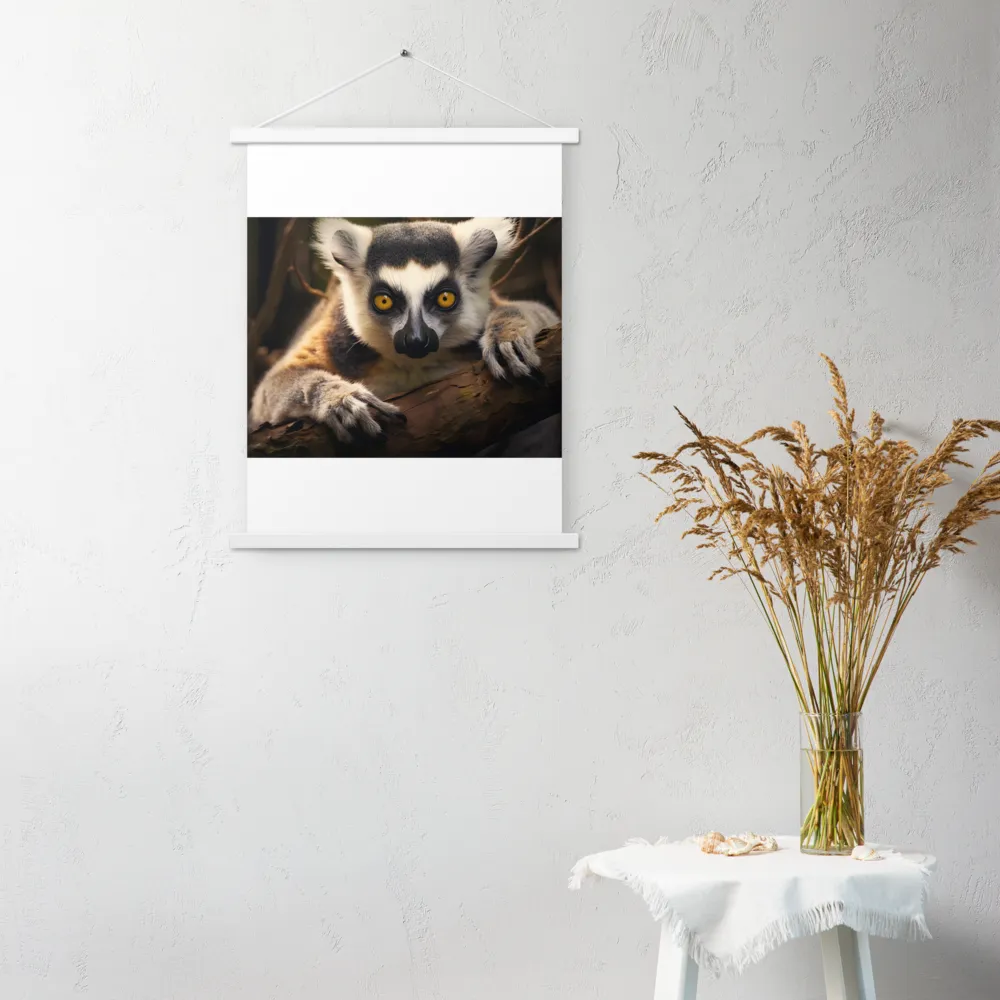 The Watchful Lemur | Poster With White Wood Hanger | 18″×24″