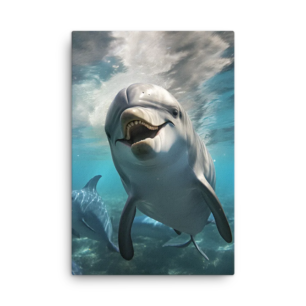 Beneath the Waves: A Dolphin's Dance | Thin Canvas | 20″×30″