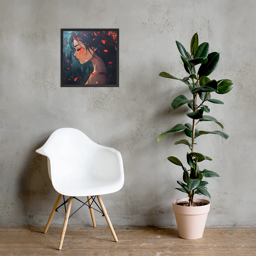 Whispers of Melancholy | Poster with Black Frame | 18″×18″