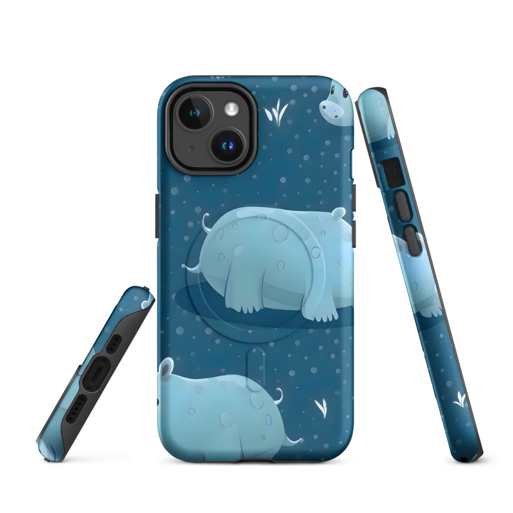 Whimsical Hippo Play | Phone Case |  14 | MagSafe® Tough Case | Matte
