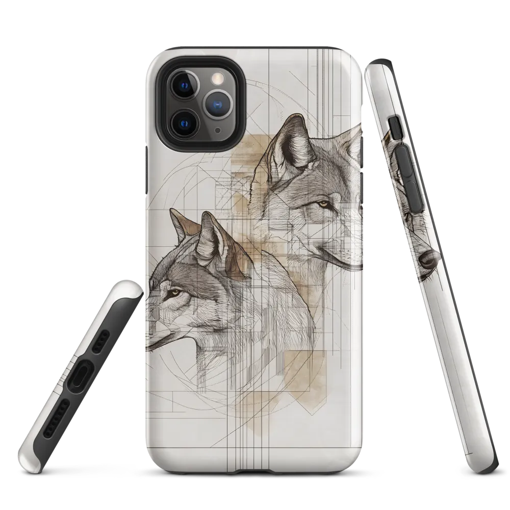 Geometric Harmony: The Essence of Wolves | Phone Case |  11 Pro Max | Tough Case | Glossy