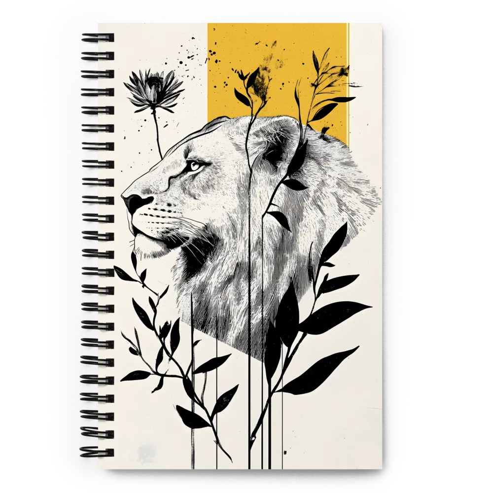 Regal Serenity: The Lion and Flora | Spiral Notebook