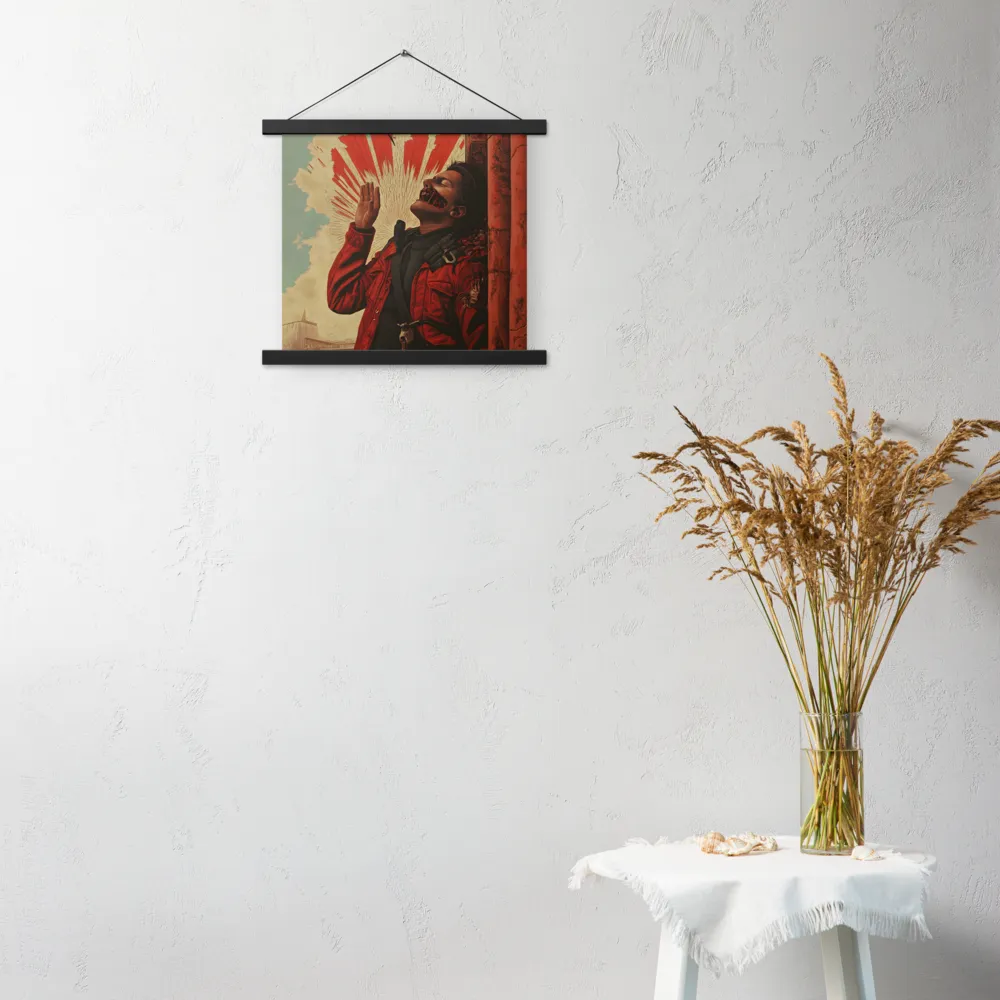 Defiant Echoes of Ruin | Poster With Black Wood Hanger | 14″×14″
