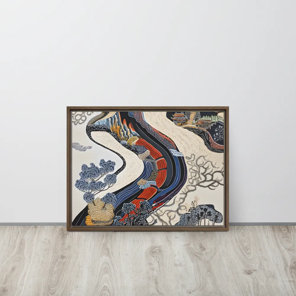 Flow of Tranquility | Canvas with Brown Frame | 18″×24″