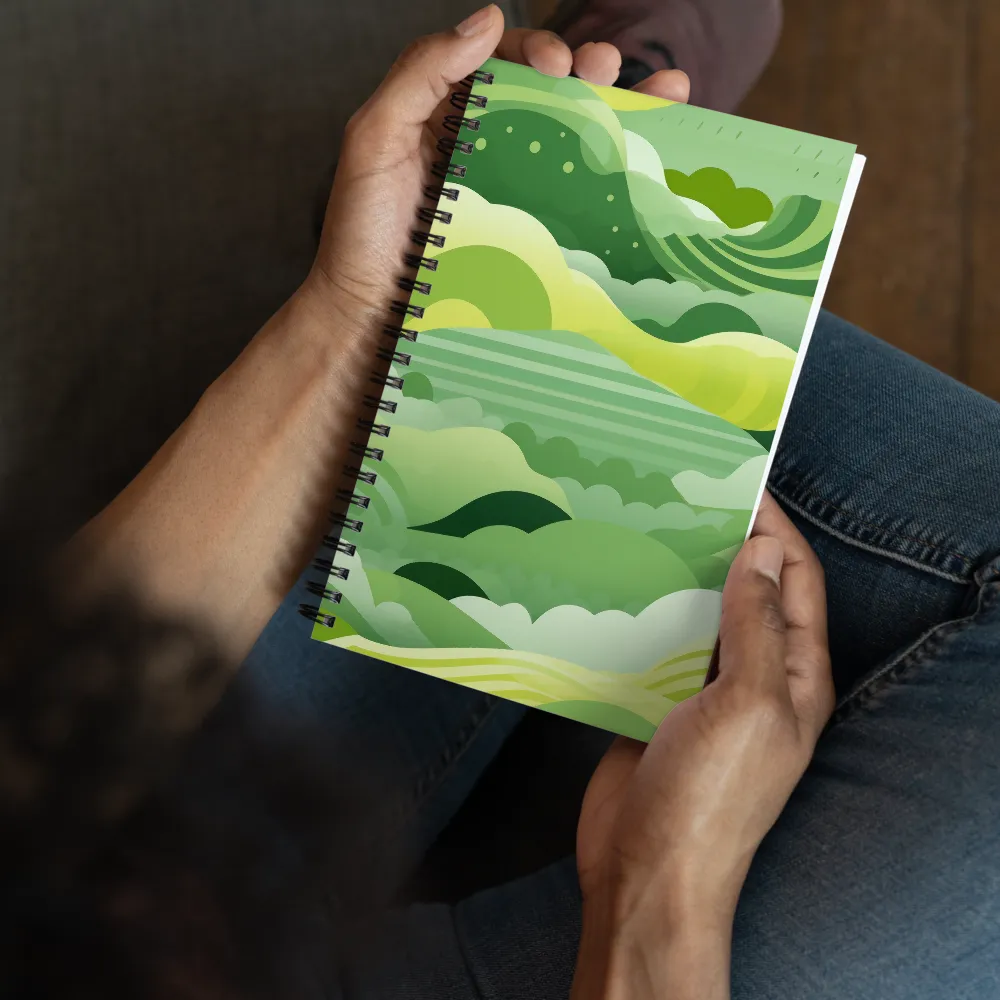 Tranquility in Green Waves | Spiral Notebook