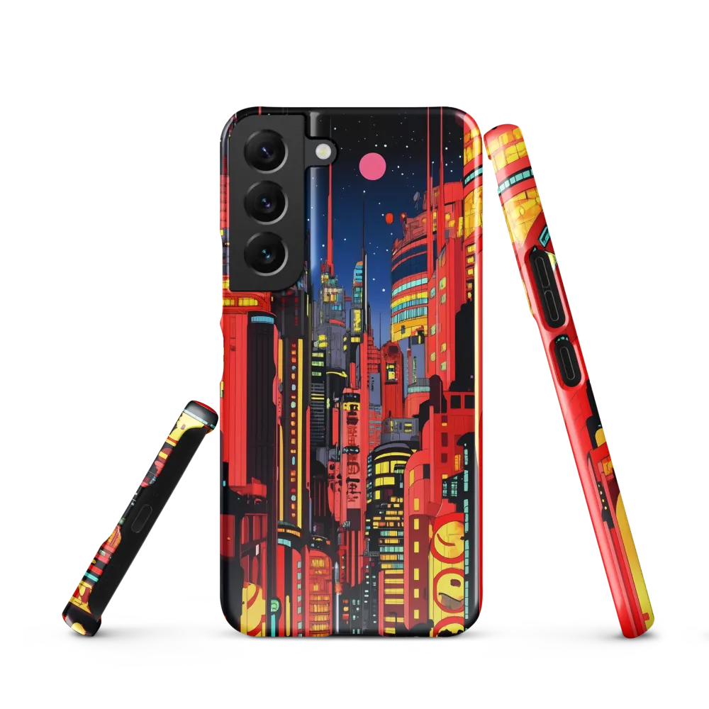 Neon Dreams: A Cyberpunk Cityscape | Phone Case |  S22 | Snap Case | Glossy