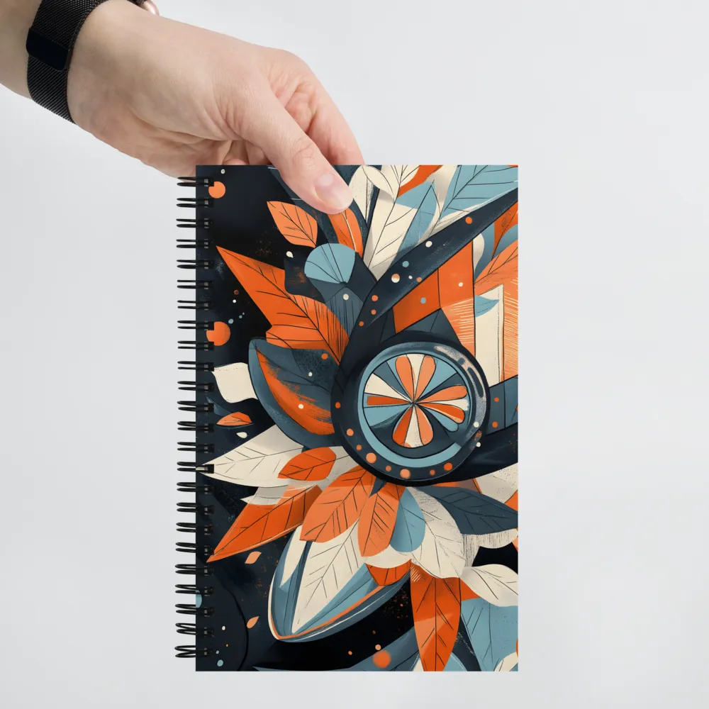 Floral Symphony in Orange and Teal | Spiral Notebook