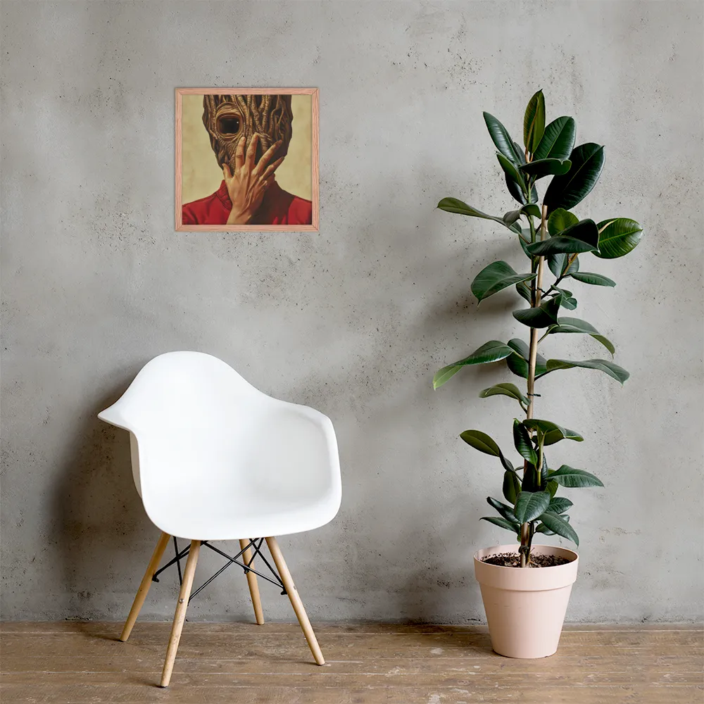 The Mask of Roots | Poster with Red oak Frame | 16″×16″