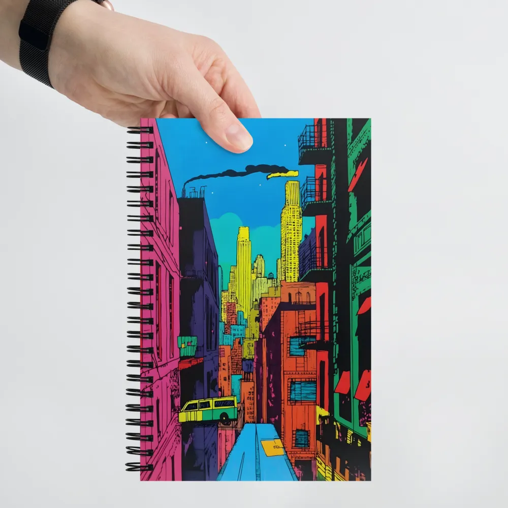 Urban Vibrance: A Pop Art Cityscape | Spiral Notebook