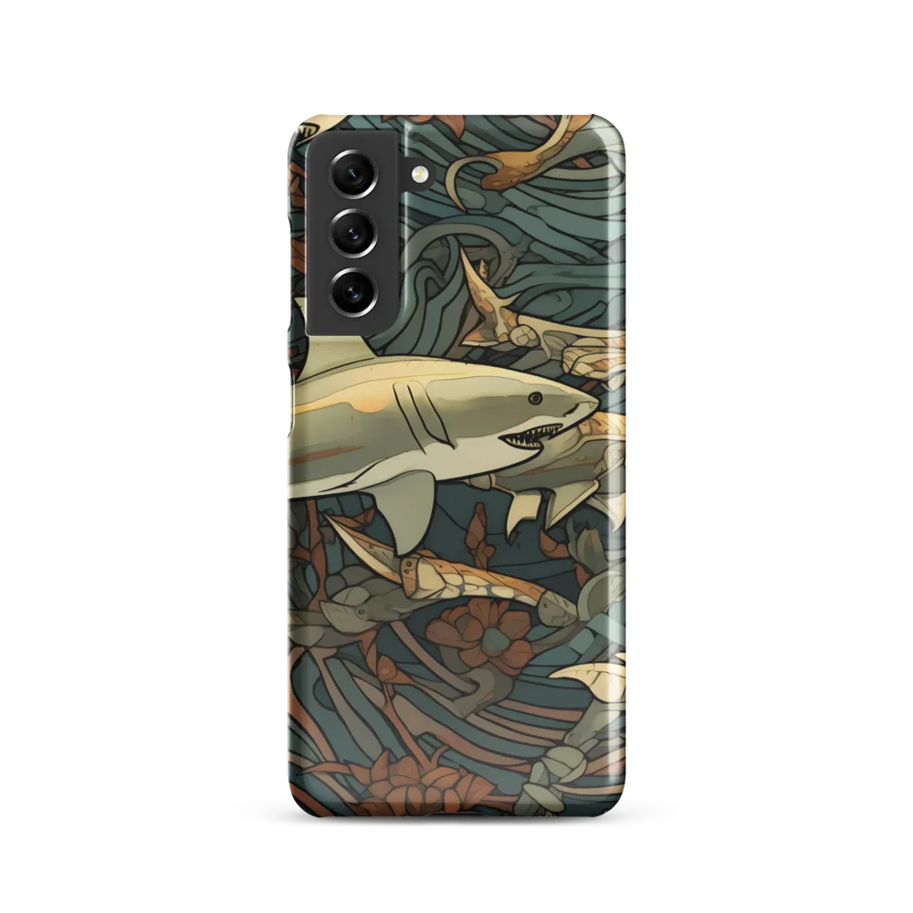 Dynamic Harmony of Sharks and Flora | Phone Case |  S21 | Snap Case | Glossy